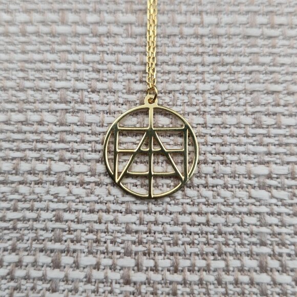 18+1 Inch Gold Over Sterling Silver Geometric Design Necklace A6277 - Picture 3 of 6